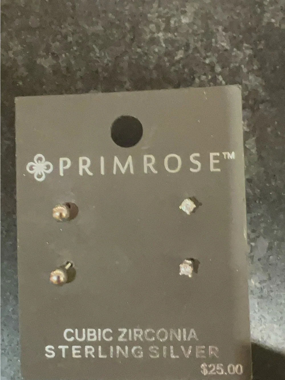 NWT Sterling Silver Cubic Zirconia Stud Earrings 2 pairs